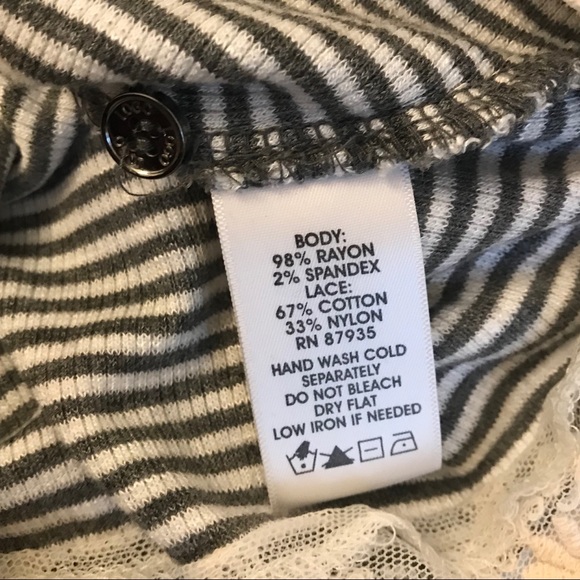 LOGO Tunic Raglan Tab Sleeve Lace Striped Top Smal - Picture 5 of 5